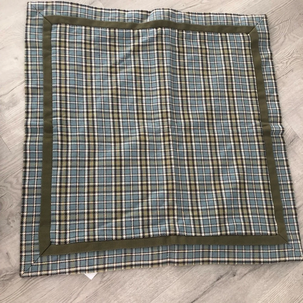 NWT Eastern Accents Plaid and Airplane Pillow Set 14” AND Euro Square Green Blue